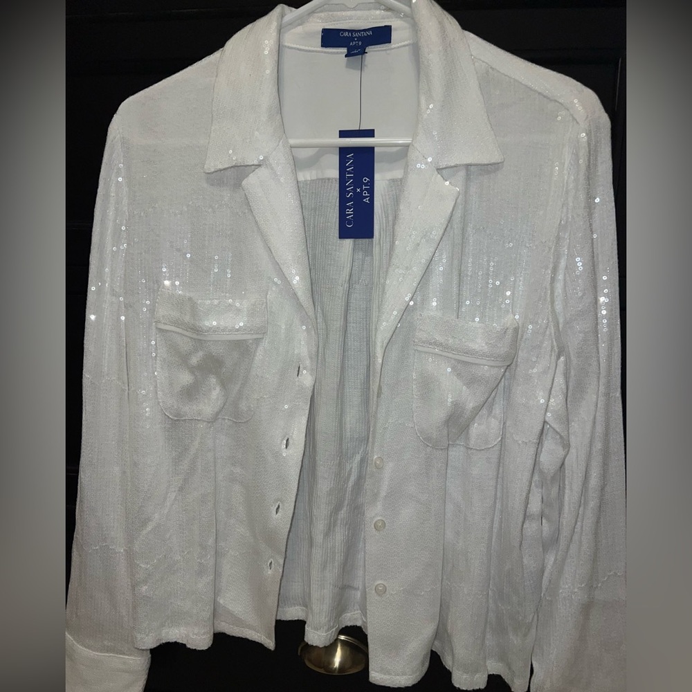 White Sequence Button Up - image 3